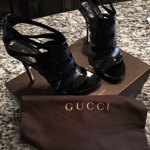Gucci Black Strap Sandal Heels